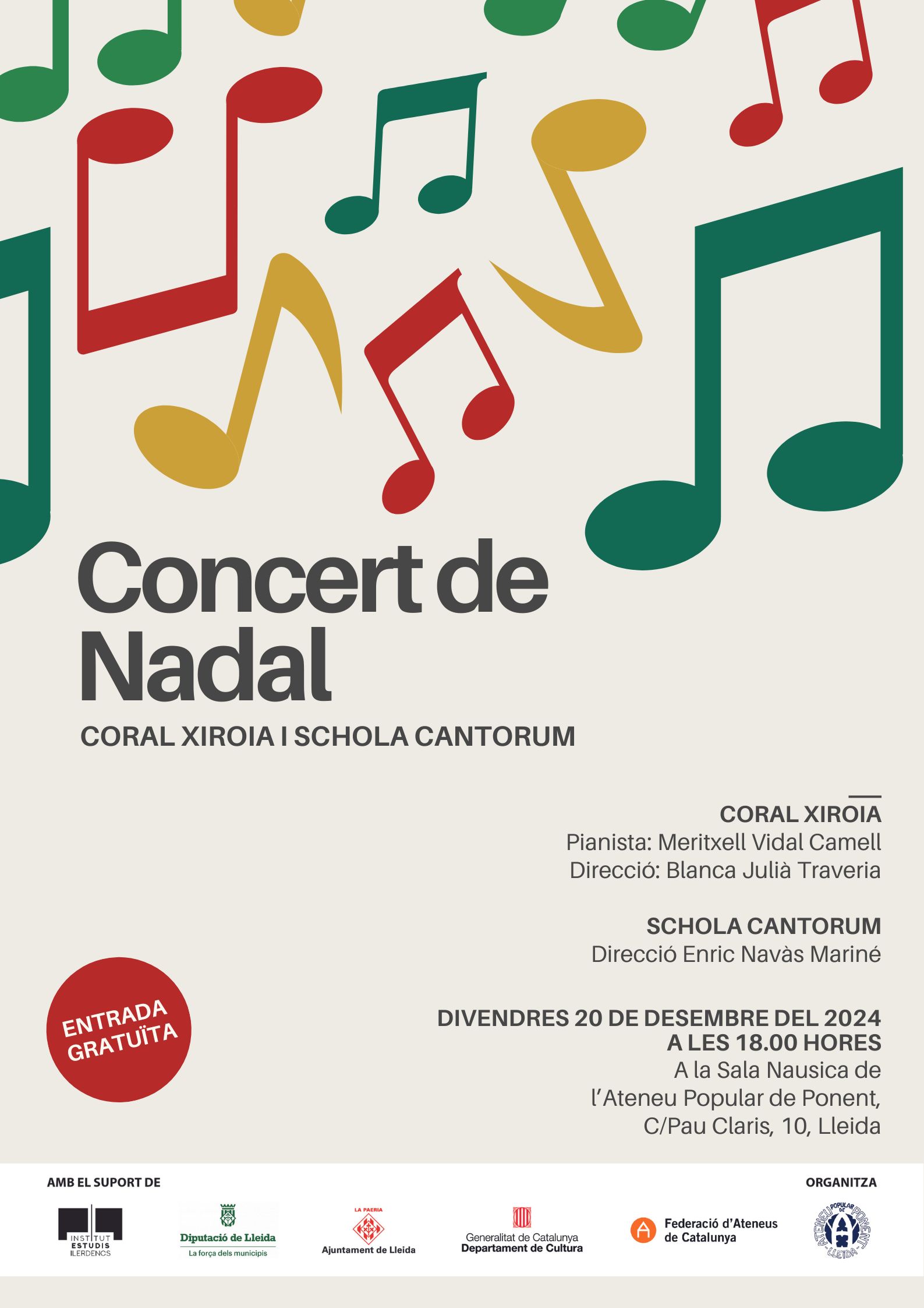 Cartell_Concert Nadal corals Ateneu_Xiroia i Schola Cantorum